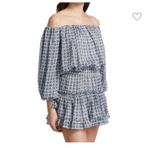 Misa Los Angeles ZONIA Blue Floral Off-Shoulder Dress